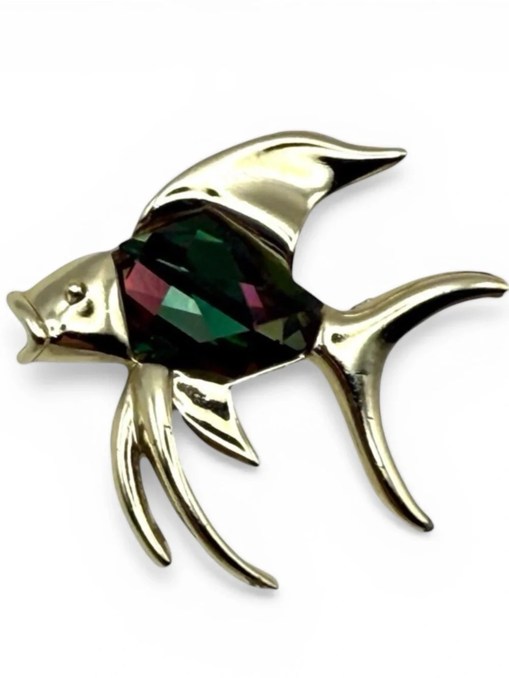 Vintage Sarah Coventry Tropicana Angel Fish Brooch Pin Watermelon Rhinestone